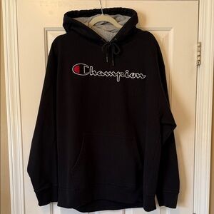 Men’s Embroidered Champion Black Hoodie